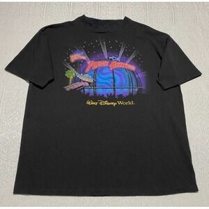 Vintage 1991 Planet Hollywood Walt Disney World Black‎ Graphic T Shirt XL USA